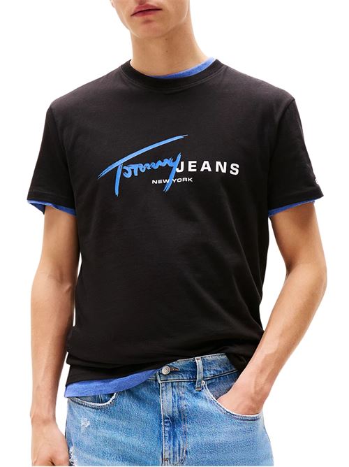 T-shirt nera in cotone Tommy Jeans | DM0DM20817BDS